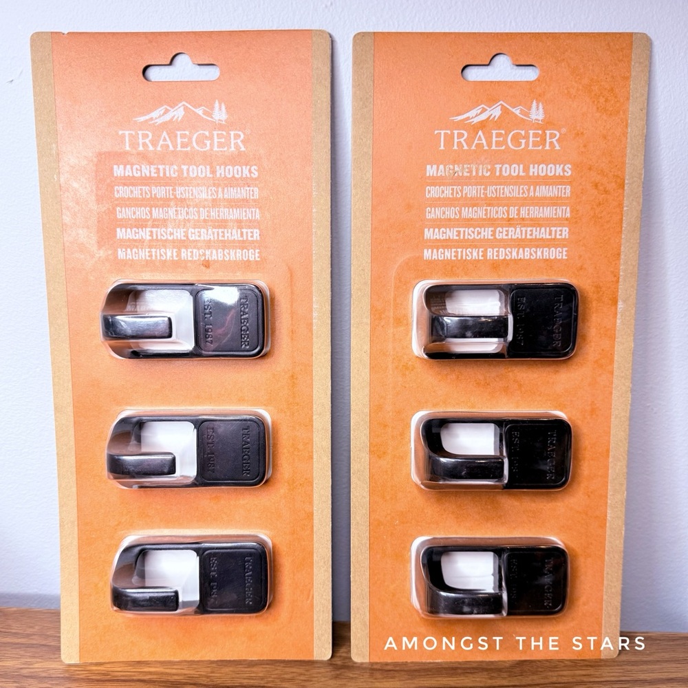 2 Traeger Grill Hopper 3 Piece Black Heavy Duty Magnetic BBQ Tool Hooks BAC536
